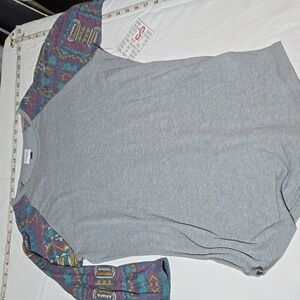 NWT LuLaRoe Gray Shirt with Patterned Sleeves